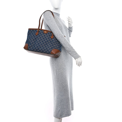 Gucci New Denim GG Monogram Medium Ophidia Shopping Tote Blue Tea Cuir 3 of 9
