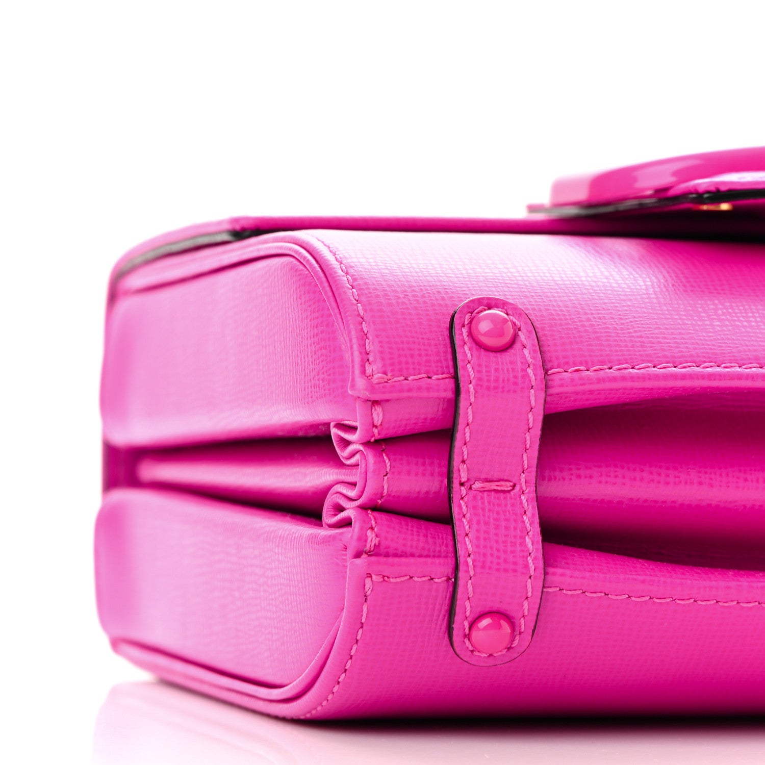 Valentino Garavani Grainy Calfskin Enamel Monochrome VLogo Stud Sign Shoulder Bag Pink PP 8 of 9