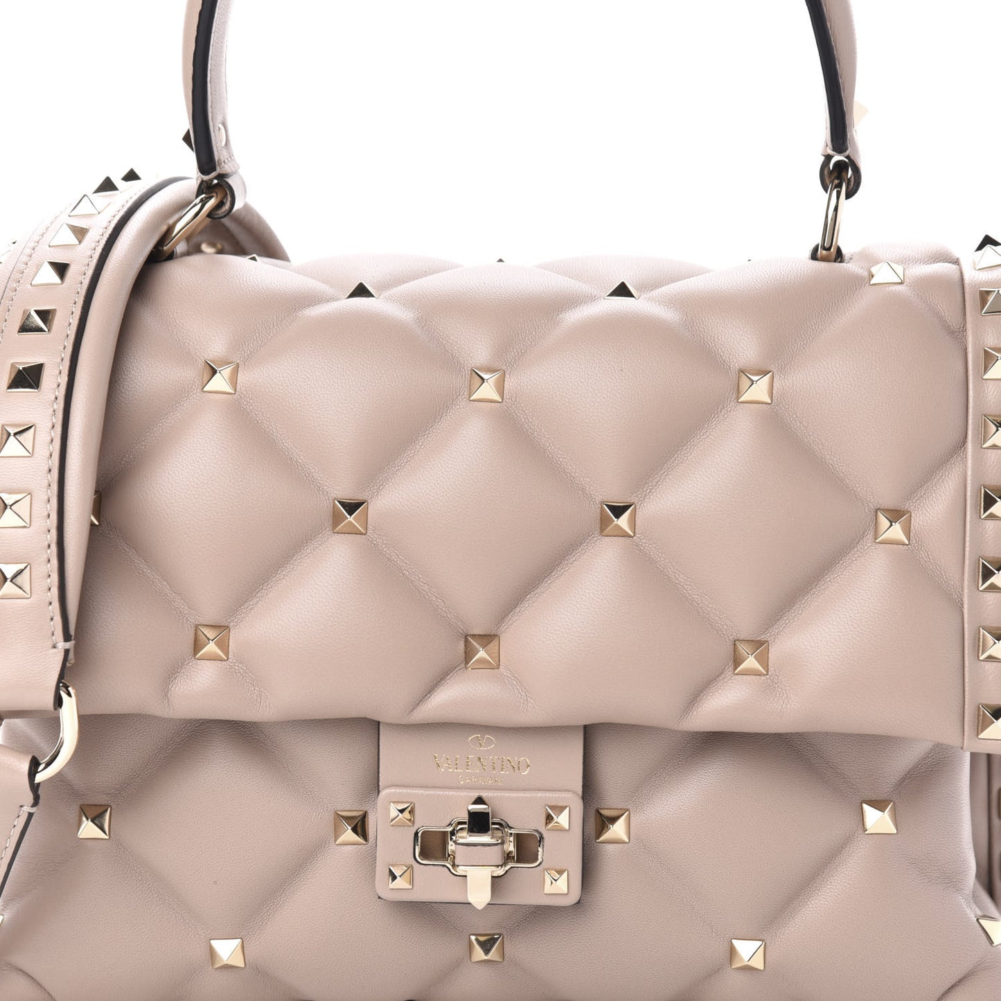 Nappa Medium Candystud Top Handle Bag Poudre