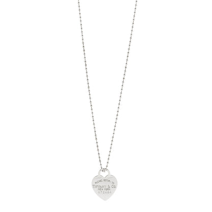 Tiffany Sterling Silver Long Return to Tiffany Heart Pendant Necklace 1 of 5