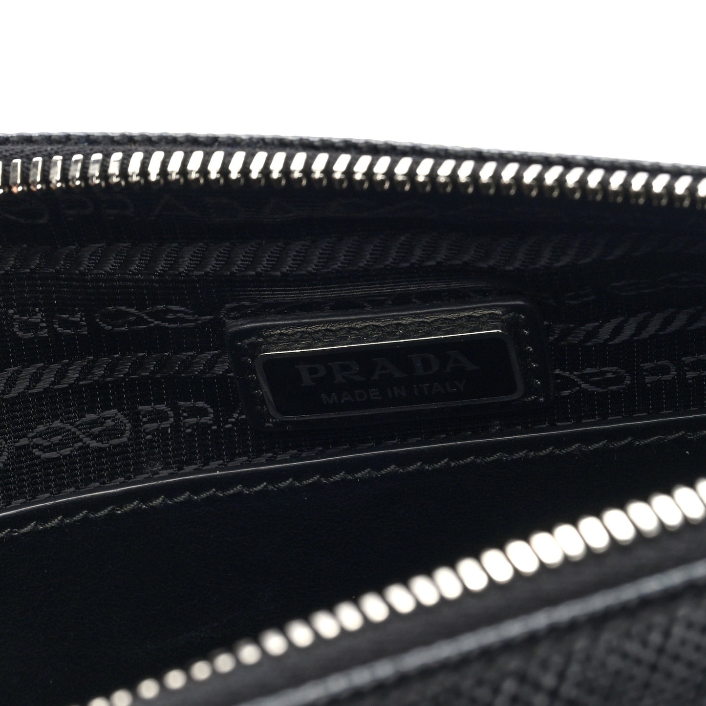 Saffiano Cuir Triangle Logo Embossed Triangle Shoulder Bag Black