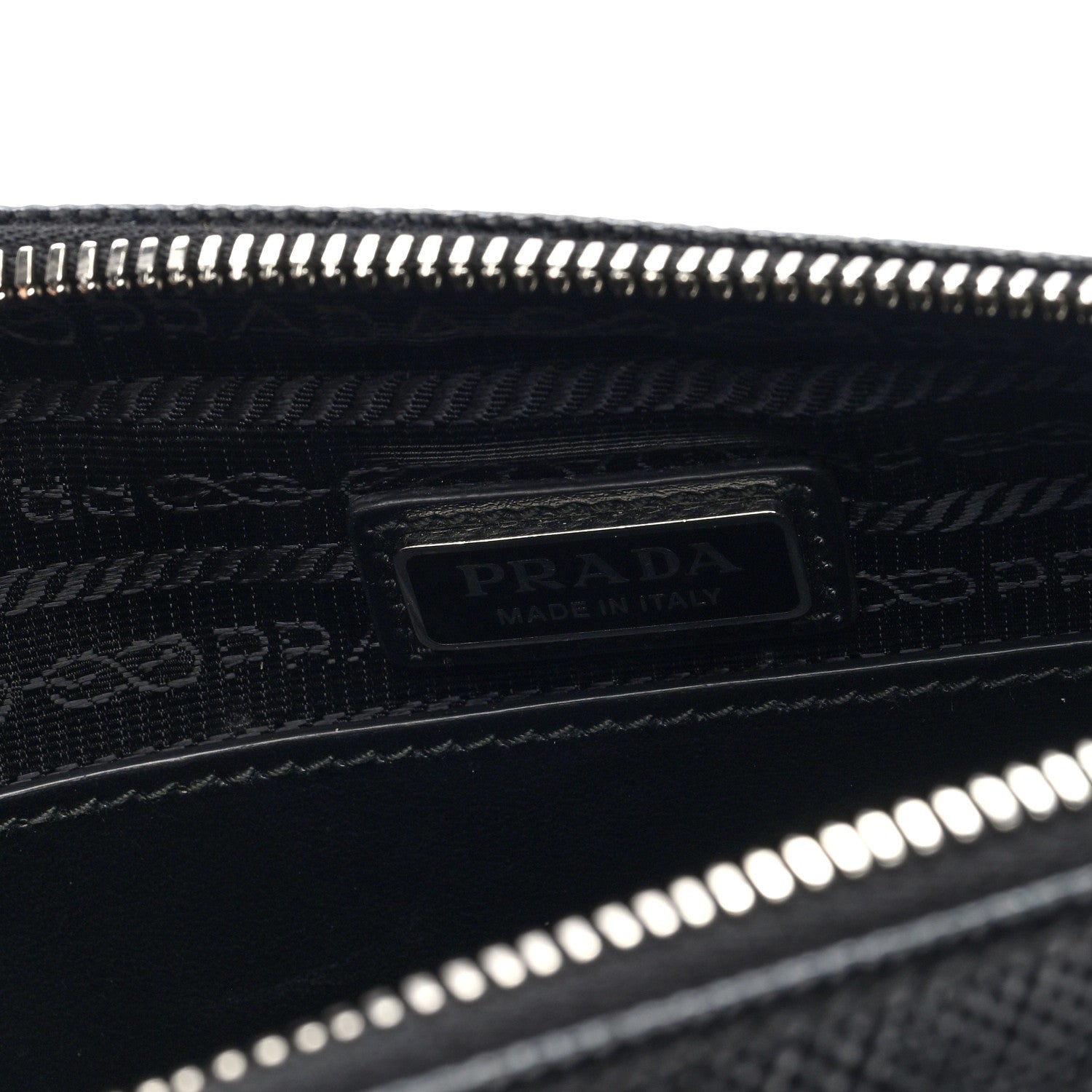 Prada Saffiano Cuir Triangle Logo Embossed Triangle Shoulder Bag Black 6 of 8