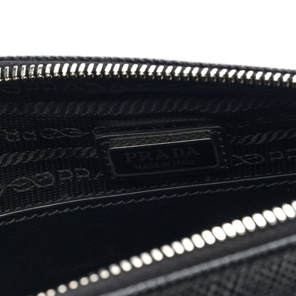 Prada Saffiano Cuir Triangle Logo Embossed Triangle Shoulder Bag Black 6 of 8