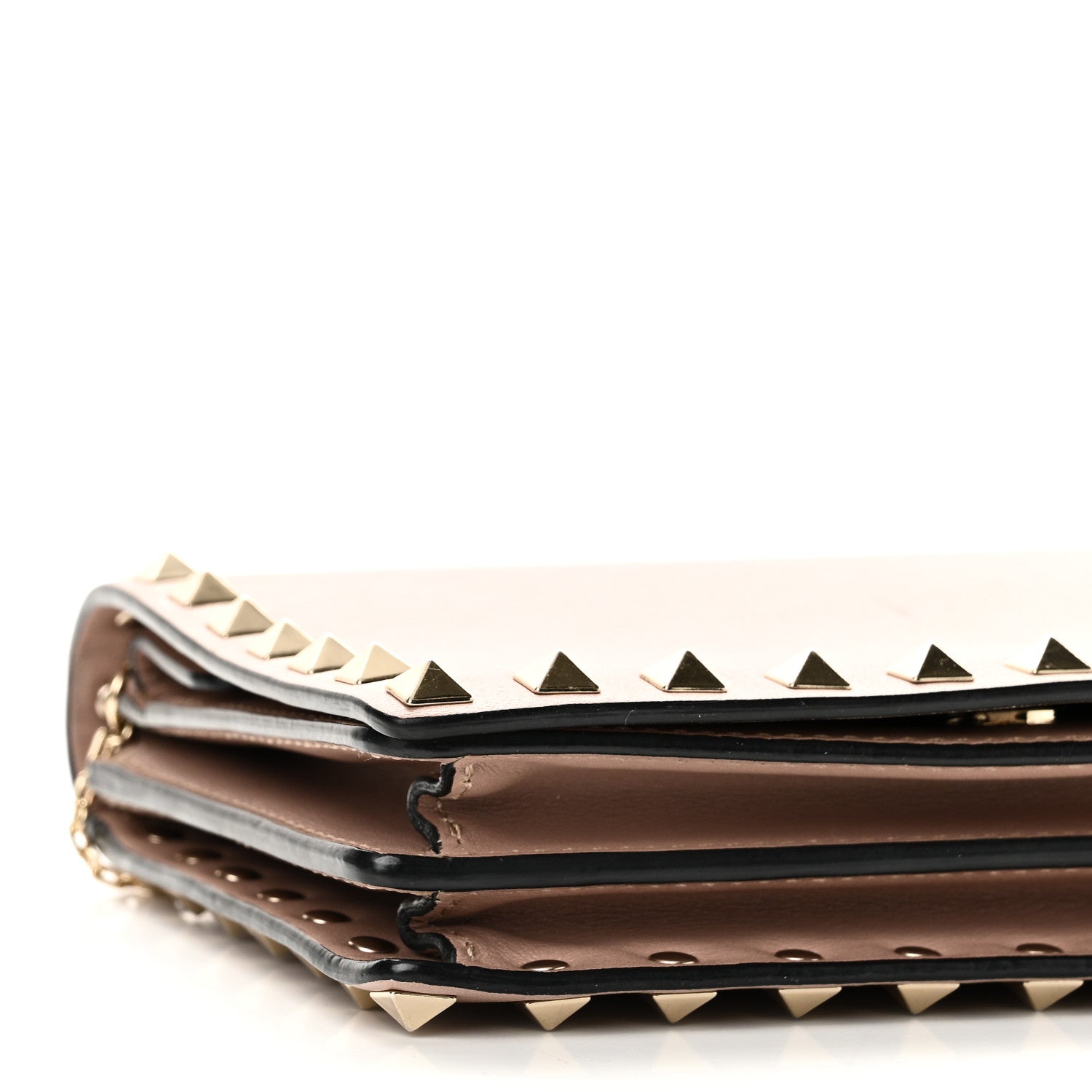 Valentino Garavani Vitello Rockstud Wallet on Chain Poudre 9 of 10