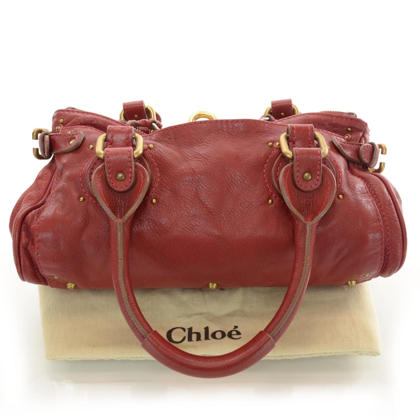 Leather Paddington Satchel Red
