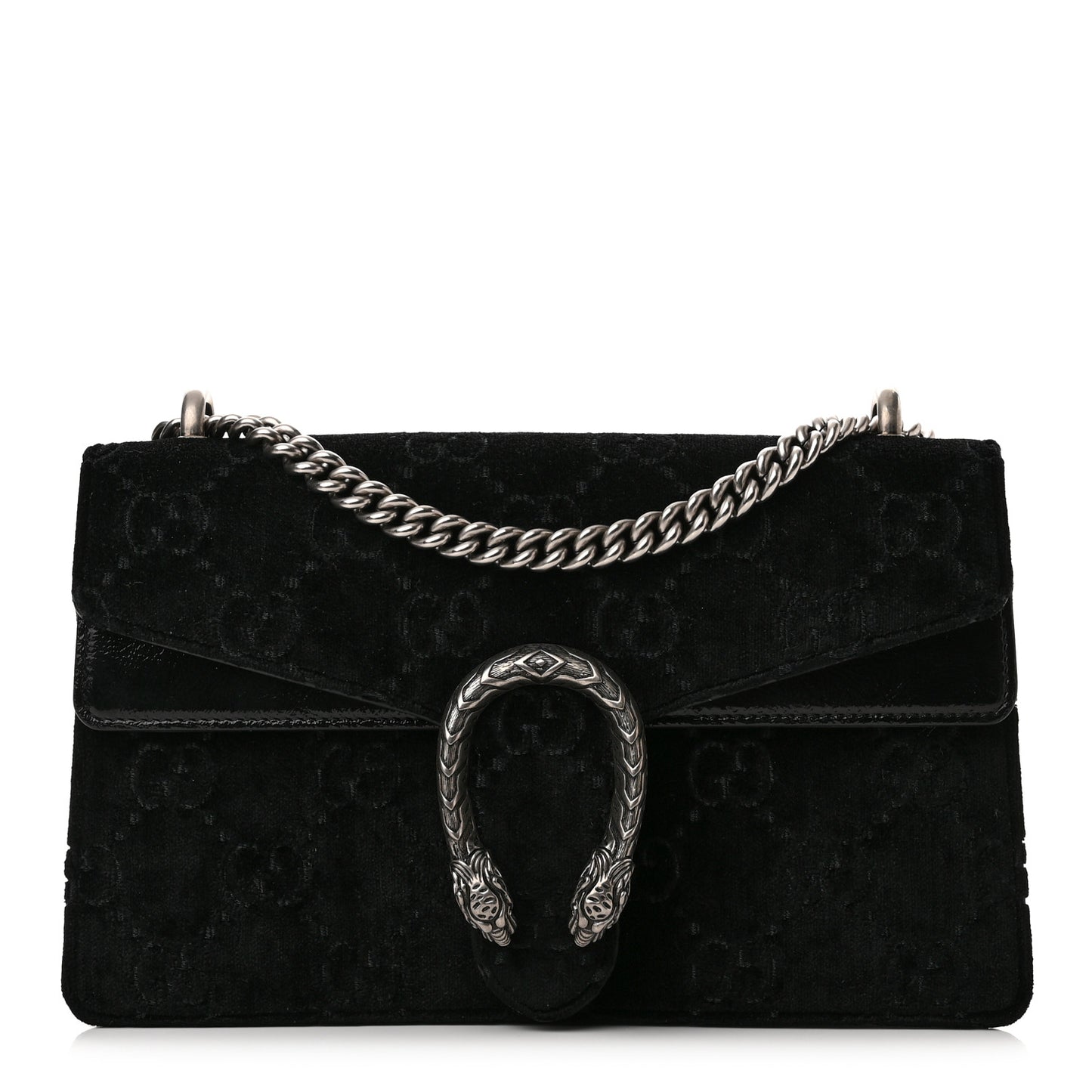 Velvet GG Monogram Small Dionysus Shoulder Bag Black