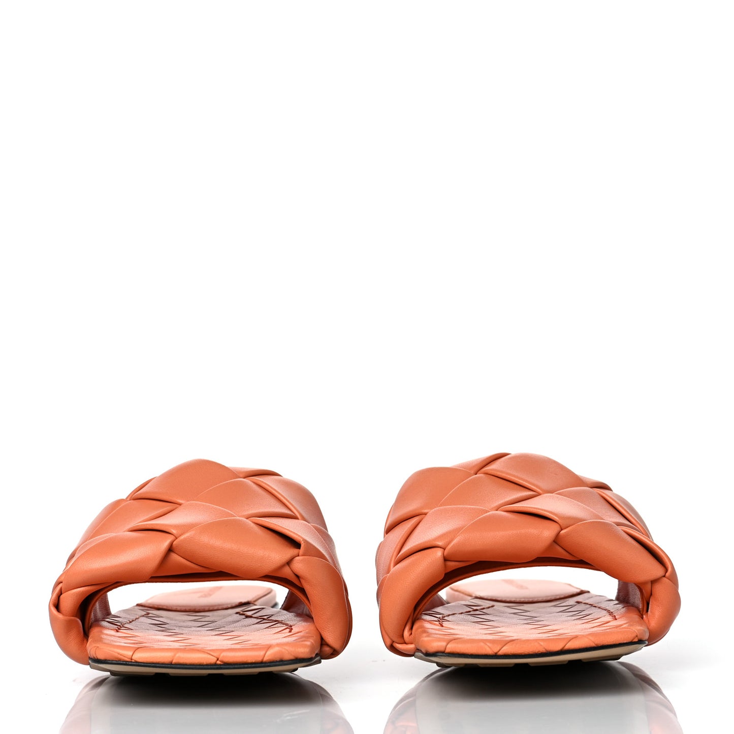 Nappa Maxi Intrecciato Lido Flat Sandals 39 Papaya