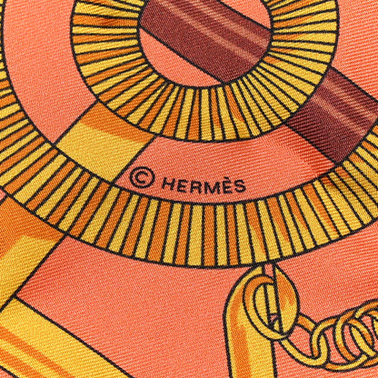 Hermes Silk Eperon D'Or Remix Maxi Twilly Orange Gris Or 4 of 6