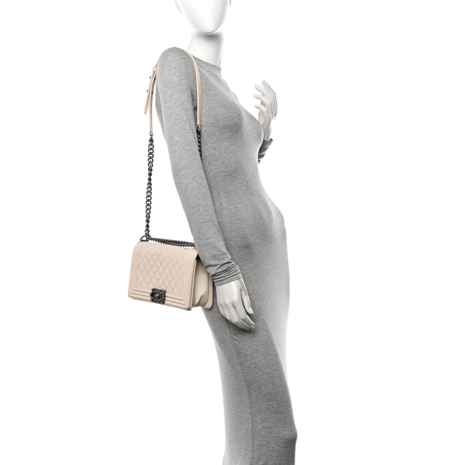 Chanel Caviar Quilted Medium Boy Flap Ivory 2 of 20