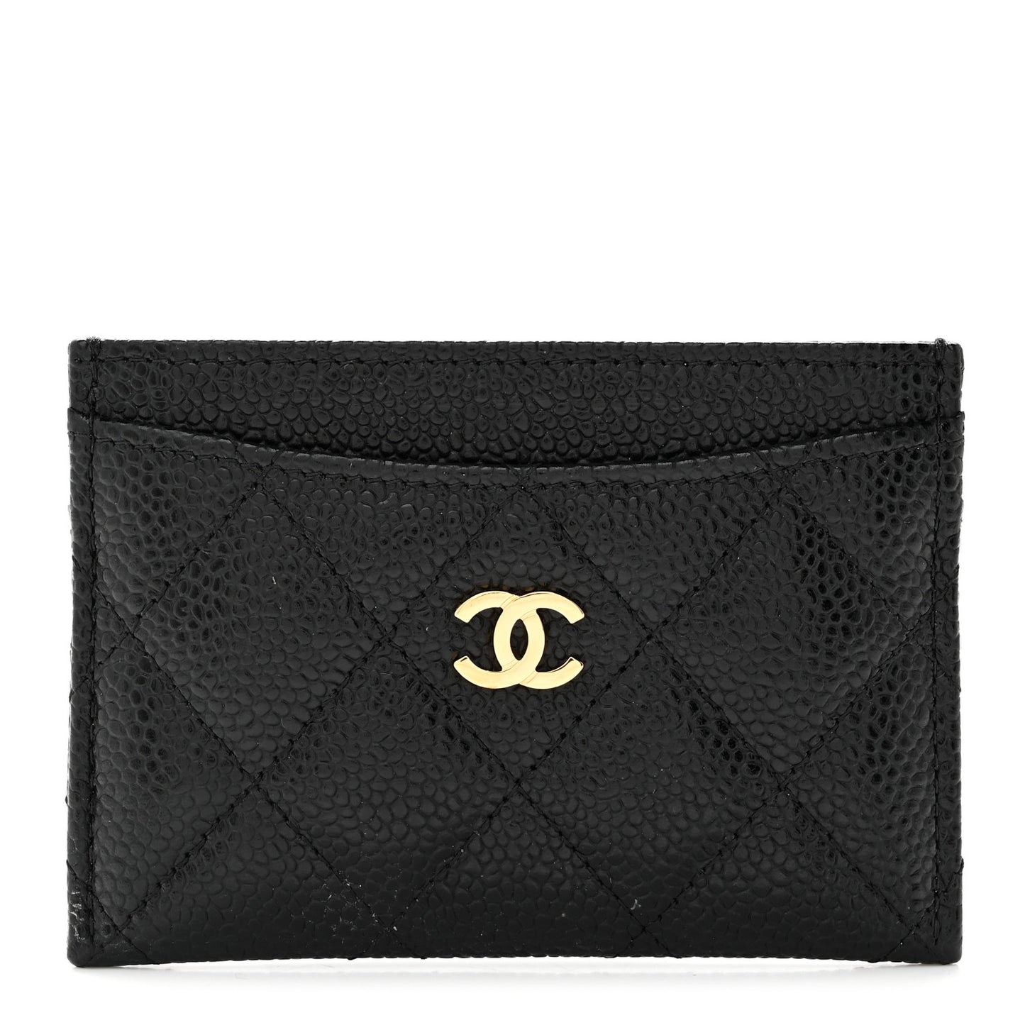 Caviar Quilted Card Holder Black
