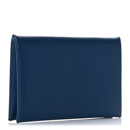 Hermes Chevre Mysore Calvi Card Case Deep Blue 3 of 7