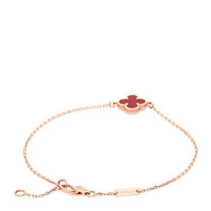 Van Cleef & Arpels 18K Rose Gold Carnelian Sweet Alhambra Bracelet 3 of 7
