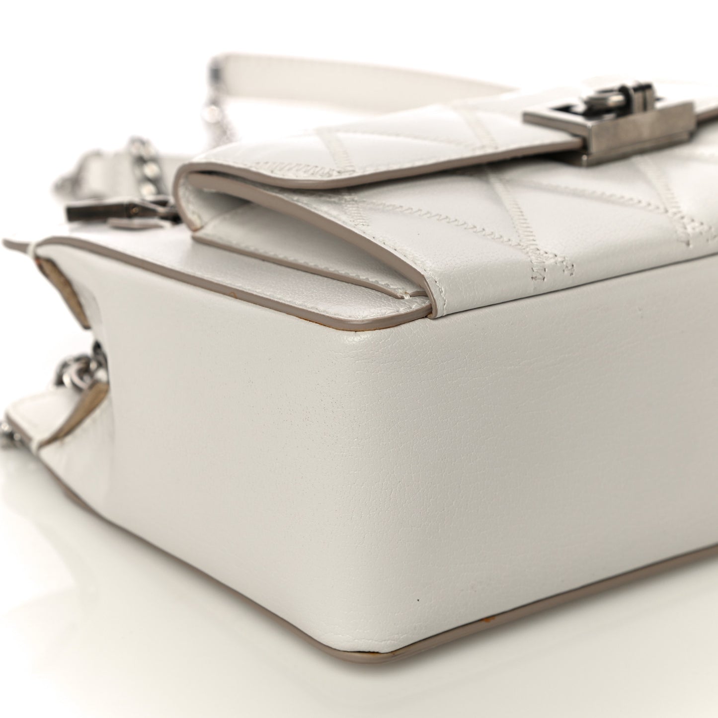 Goatskin Diamond Quilted Pocket Crossbody White