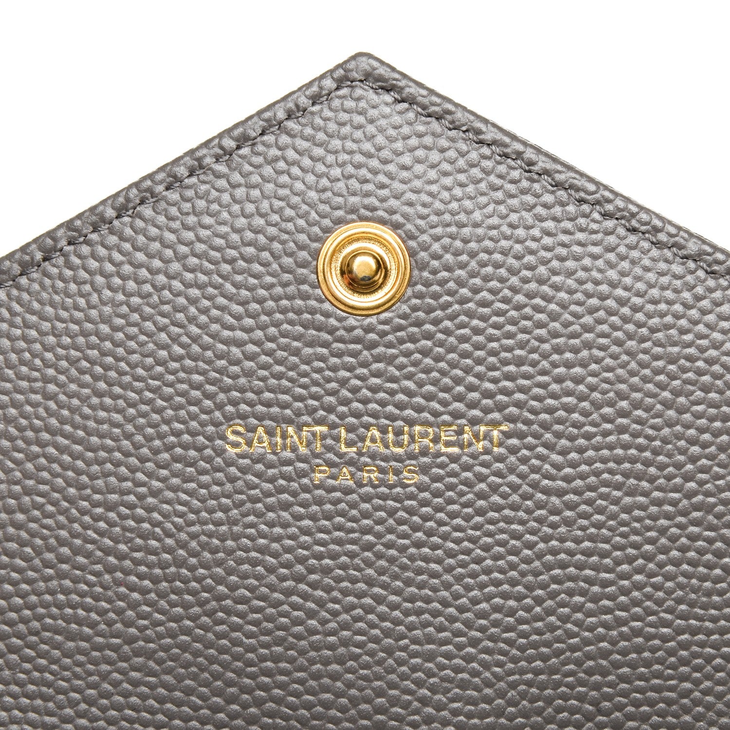 Saint Laurent Grain De Poudre Matelasse Chevron Small Monogram Envelope Wallet Fog 7 of 7