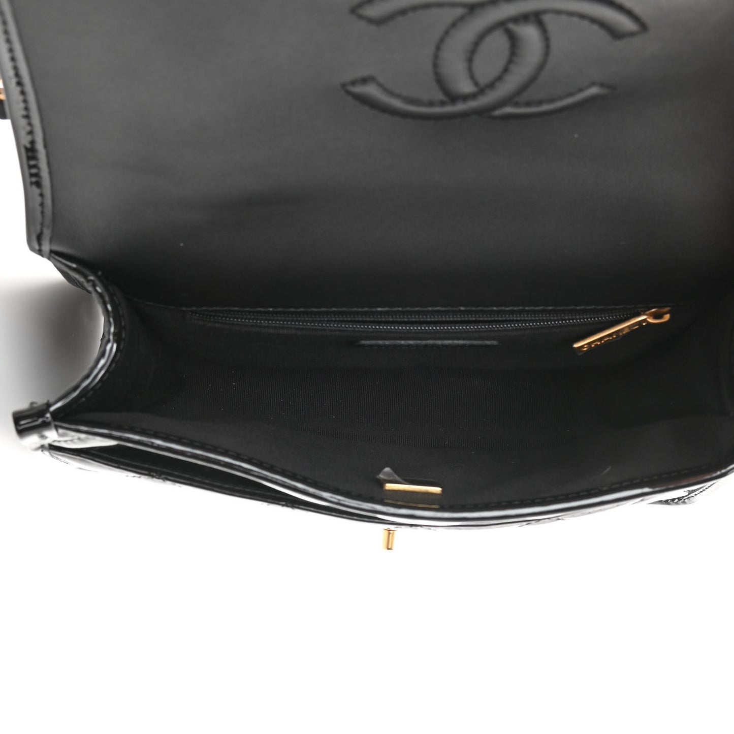 Patent Quilted Small School Memory Top Handle Flap Black