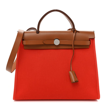 Hermes Vache Hunter Toile Herbag Zip 31 PM Capucine Fauve 1 of 10
