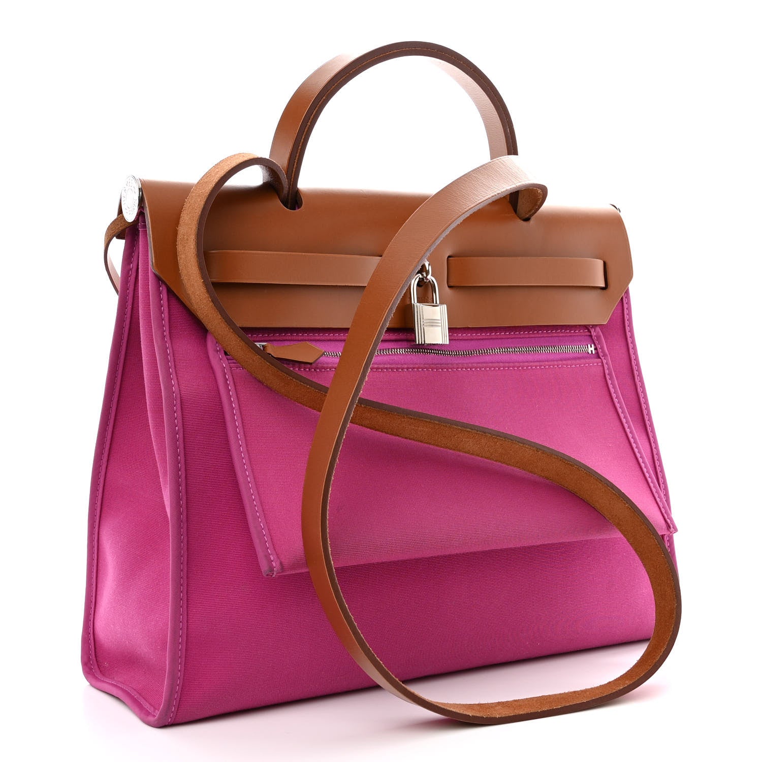 Hermes Toile Militaire Vache Hunter Herbag Zip 31 PM Rose Pourpre Fauve 4 of 17