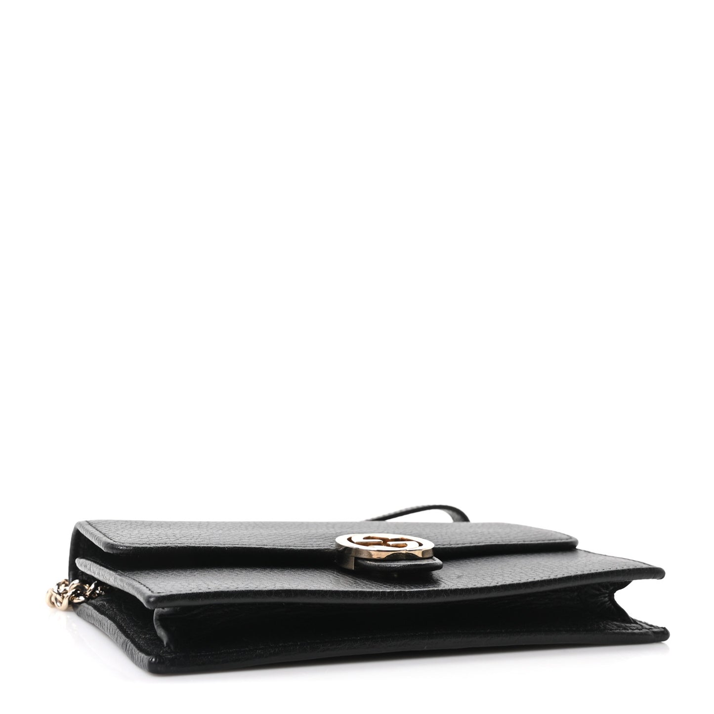Dollar Calfskin Interlocking G Chain Wallet Black