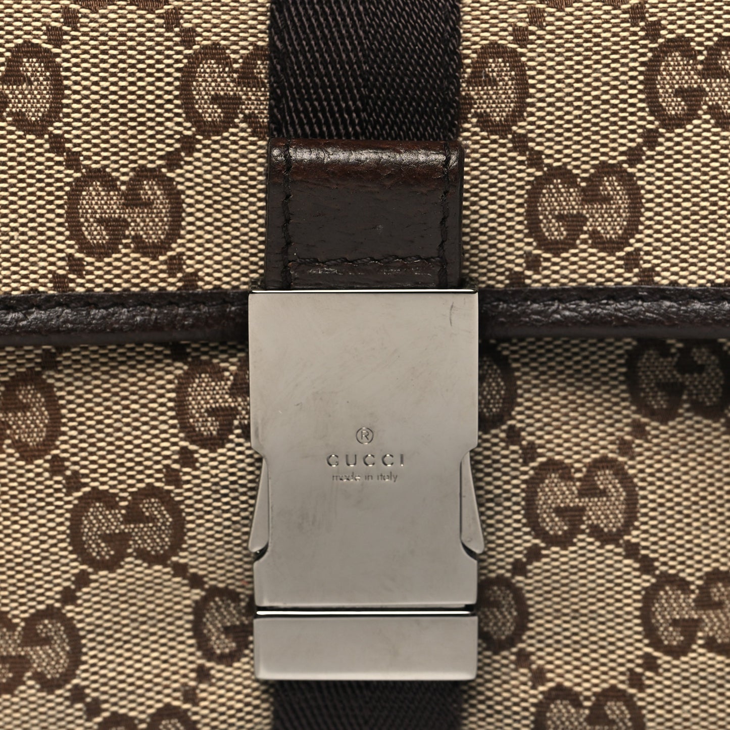 GG Monogram Buckle Belt Bag Dark Brown
