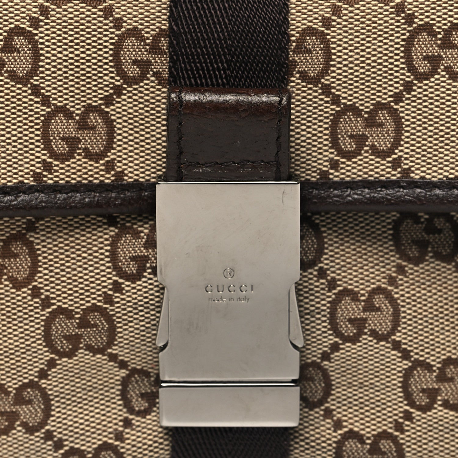 Gucci GG Monogram Buckle Belt Bag Dark Brown 8 of 10