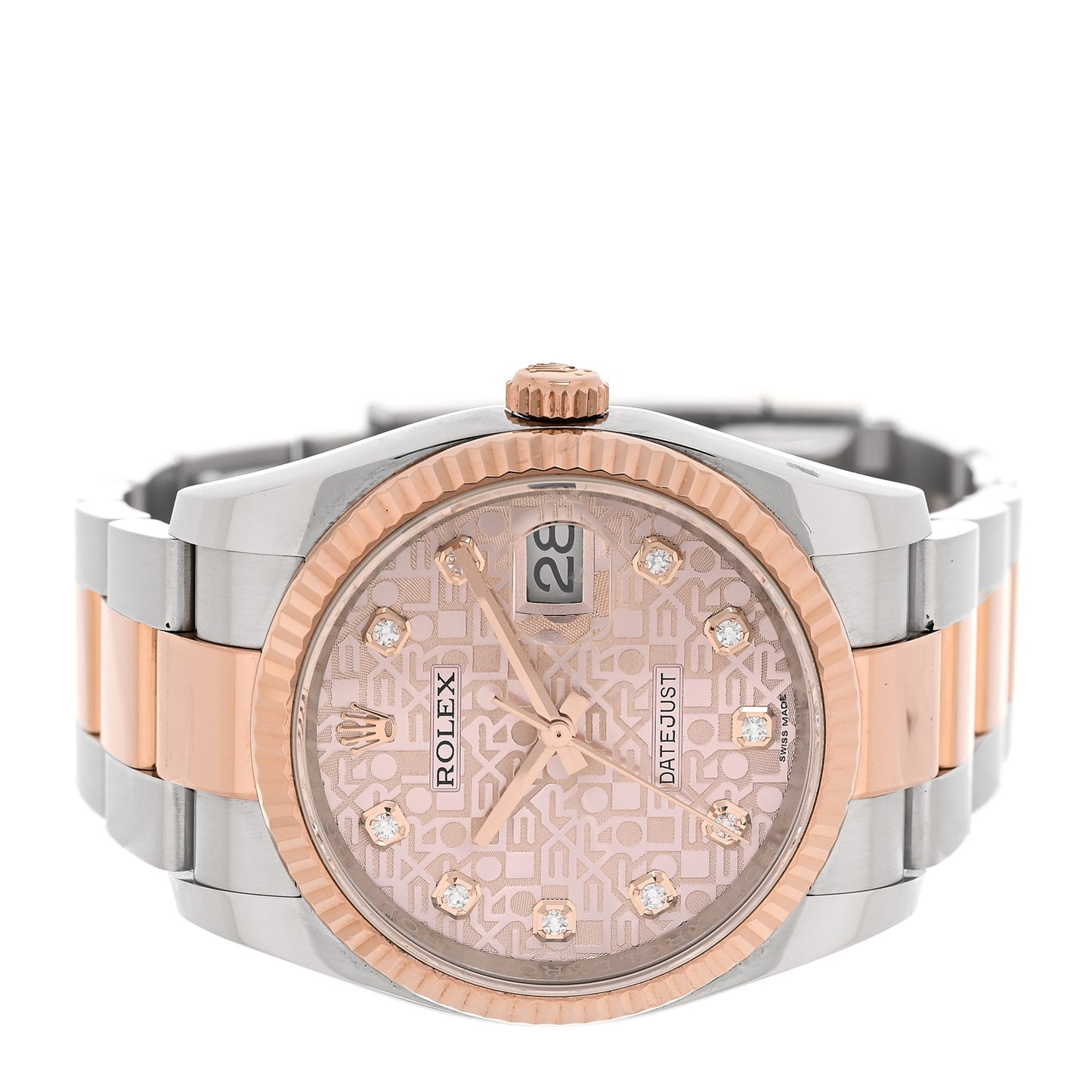 Stainless Steel 18K Everose Gold Diamond 36mm Oyster Perpetual Datejust Watch Pink Jubilee 116231
