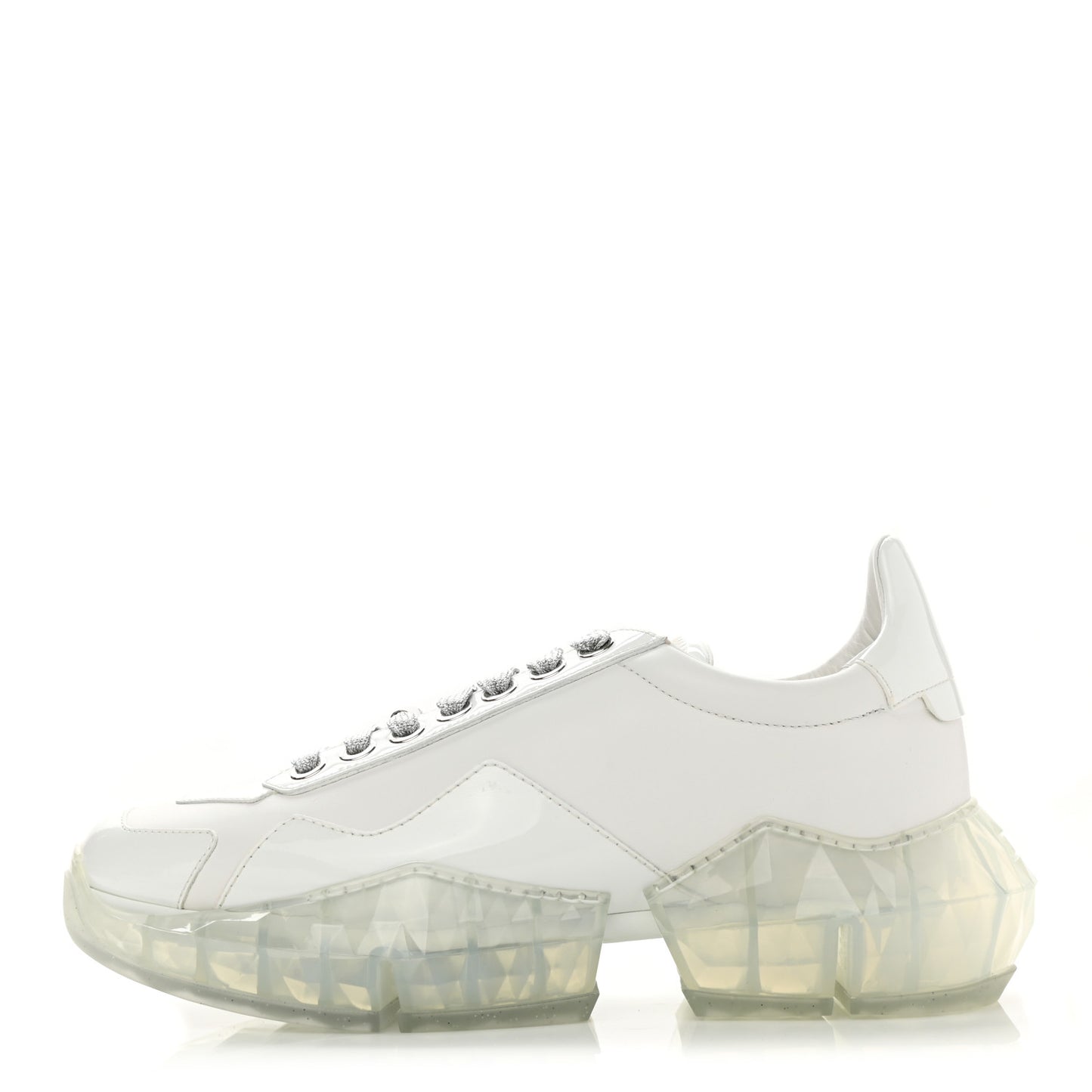 Calfskin Womens Diamond Low Top Sneaker 40 White