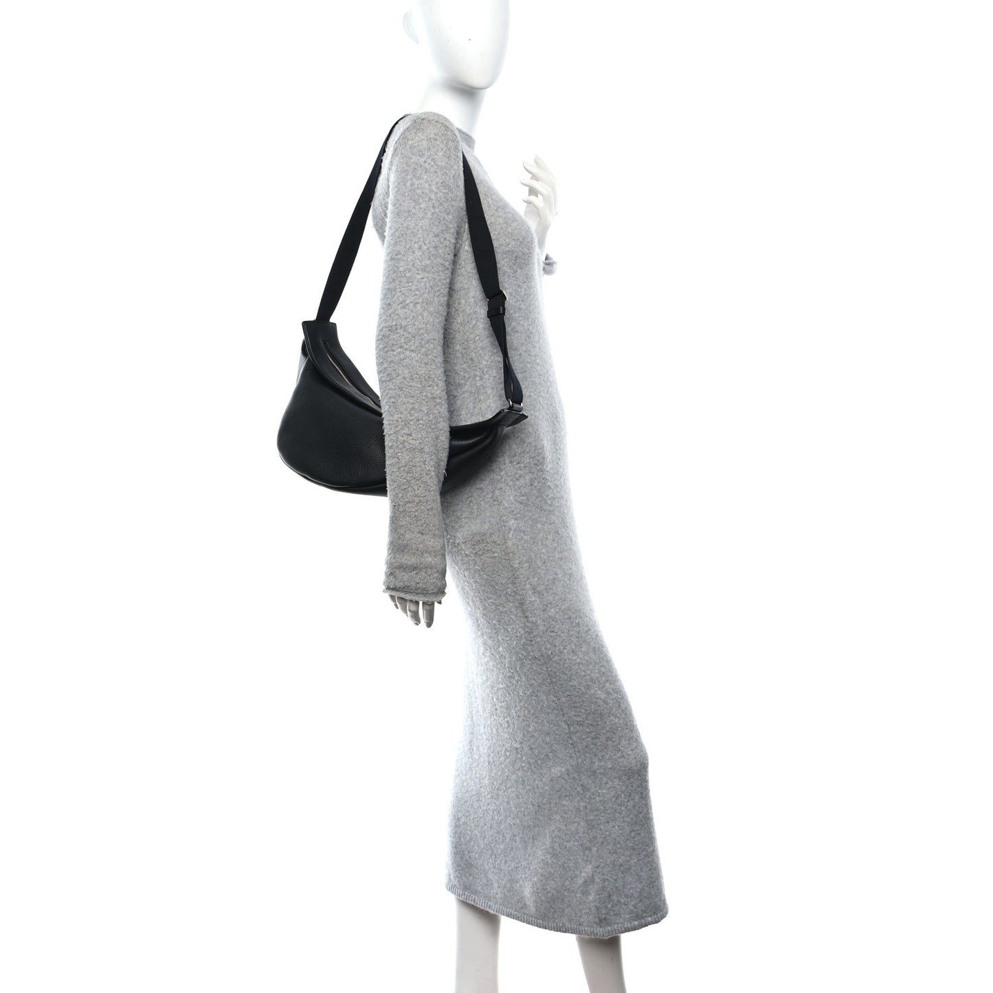 Grained Calfskin Large Slouchy Banana Bag Black