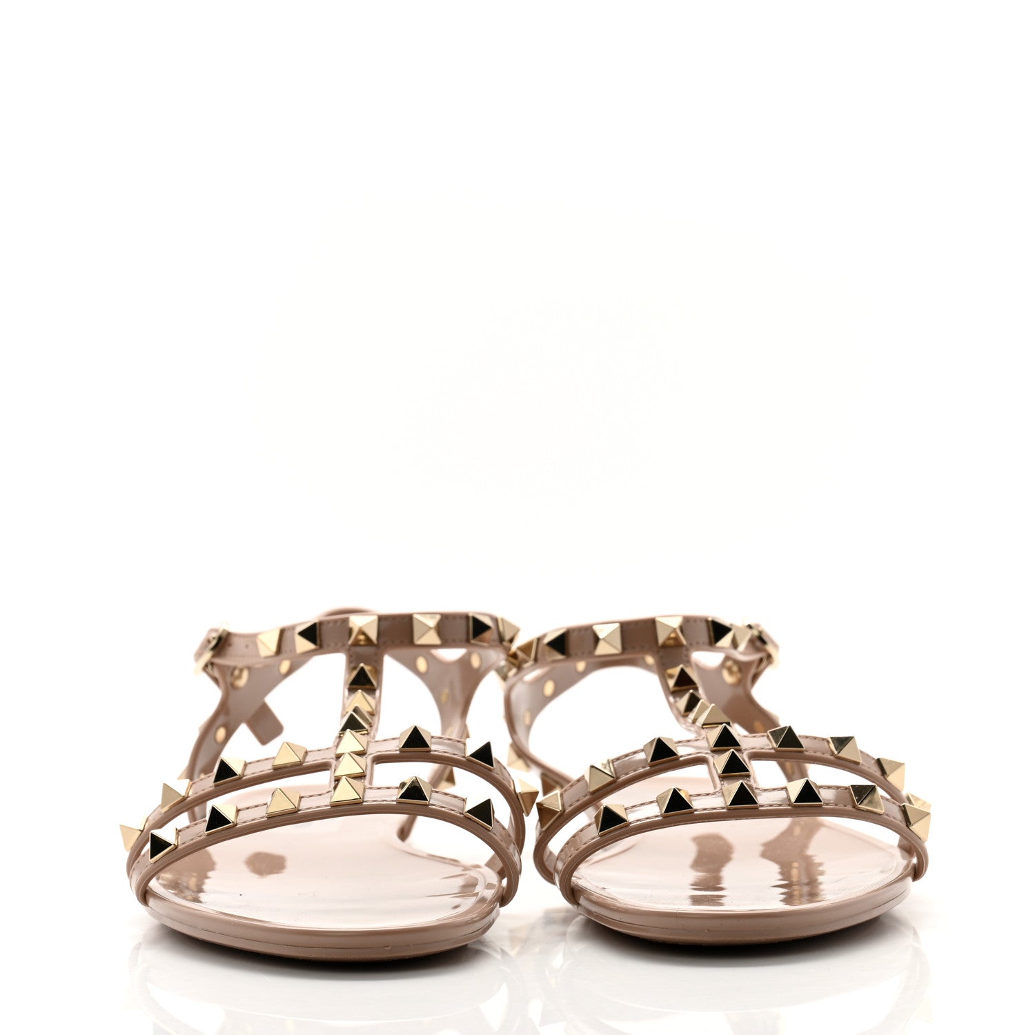 Valentino Garavani PVC Jelly Rockstud Caged Sandals 38 Poudre 2 of 9