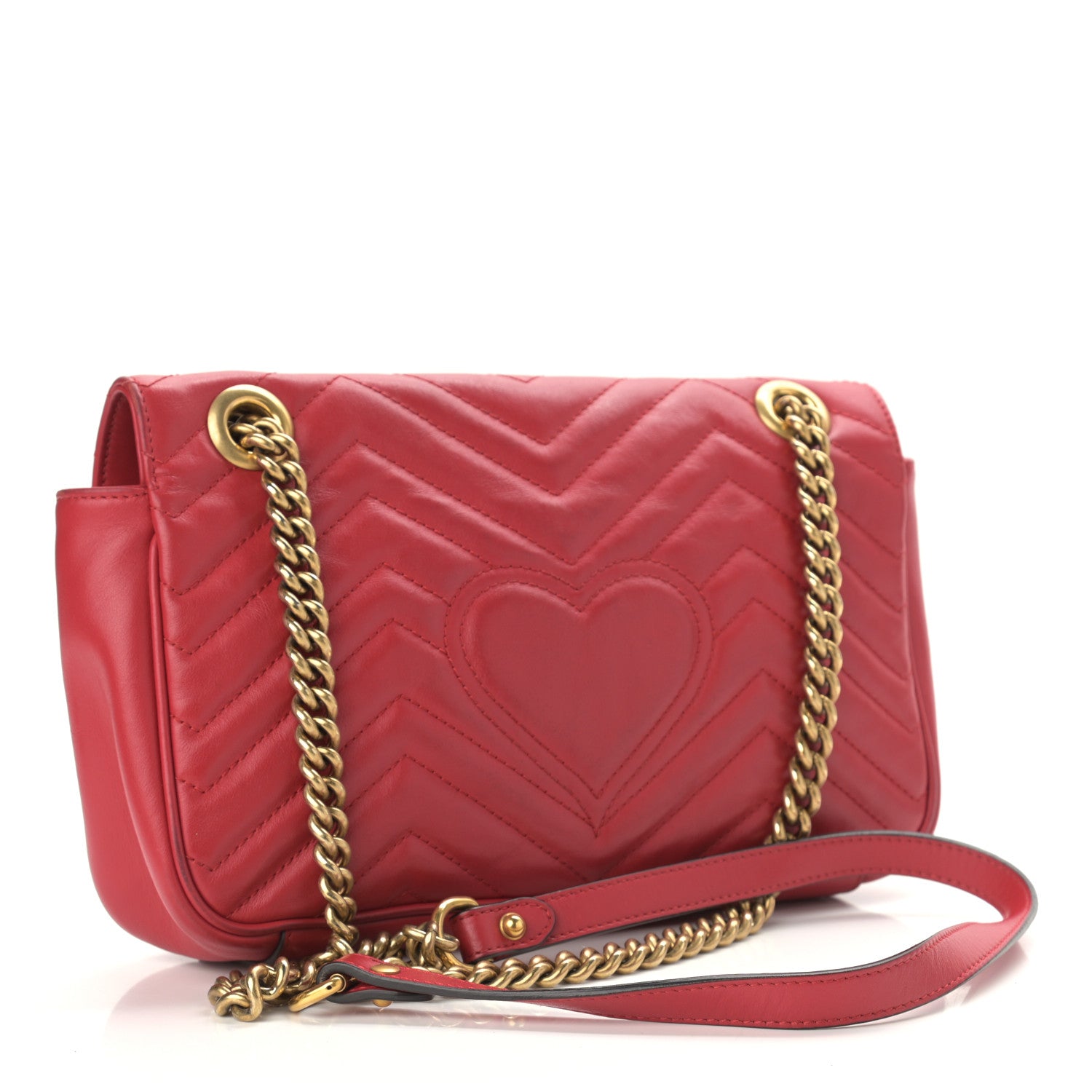 Gucci Calfskin Matelasse Small GG Marmont Shoulder Bag Hibiscus Red 3 of 12