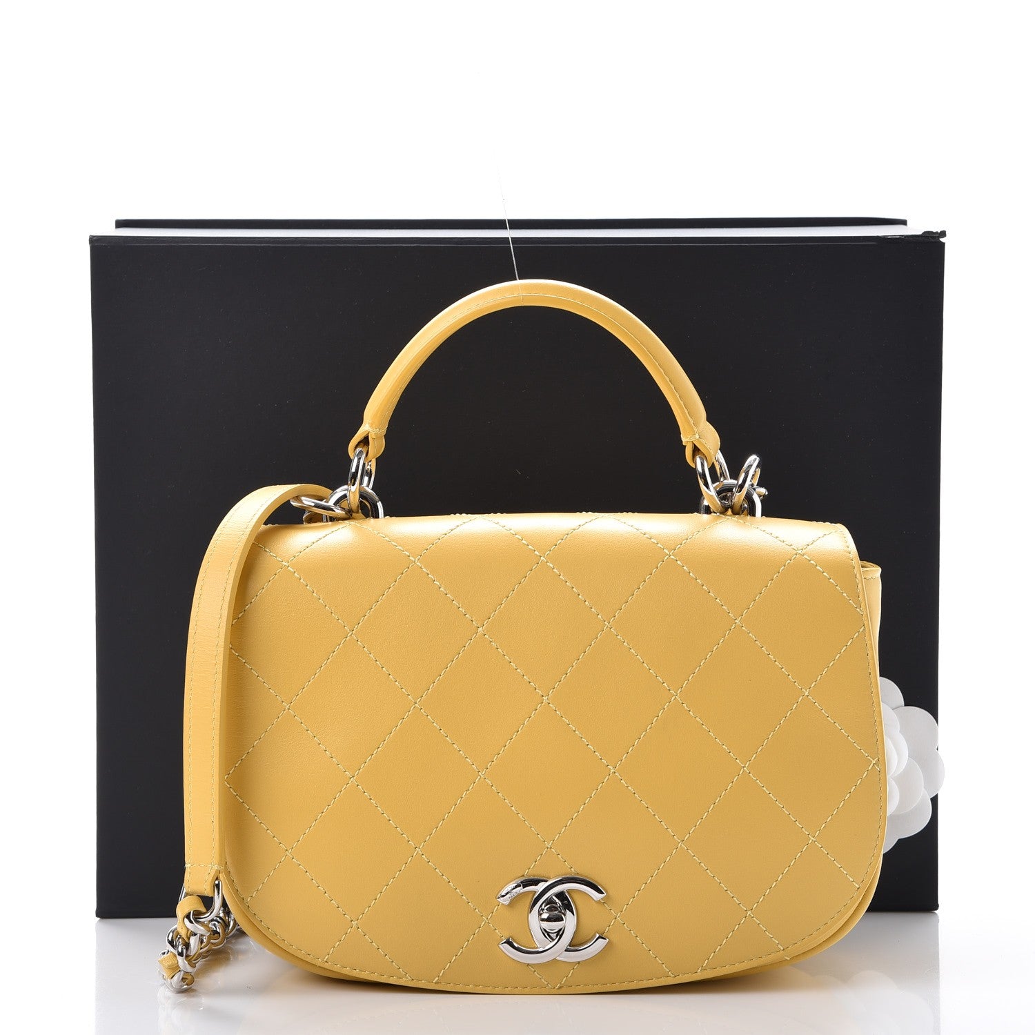 Chanel Calfskin Stitched Ring My Bag Flap Crossbody Bag Yellow 8 of 8