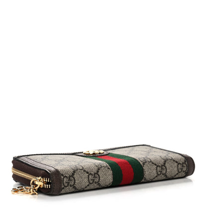 Gucci GG Supreme Monogram Web Ophidia Zip Around Wallet Brown 4 of 11
