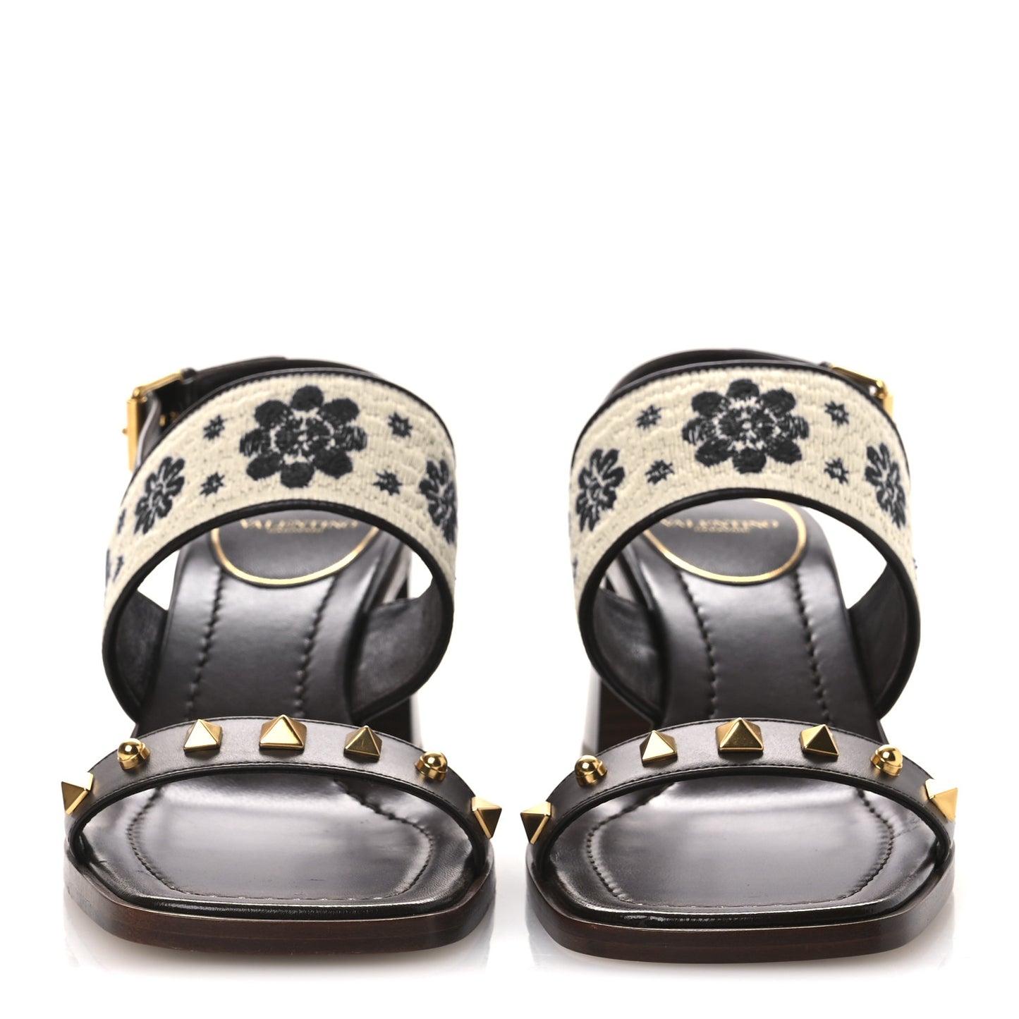 Calfskin Rockstud Grape Embroidered 60mm Plaster Caster Sandals 40 Fondant