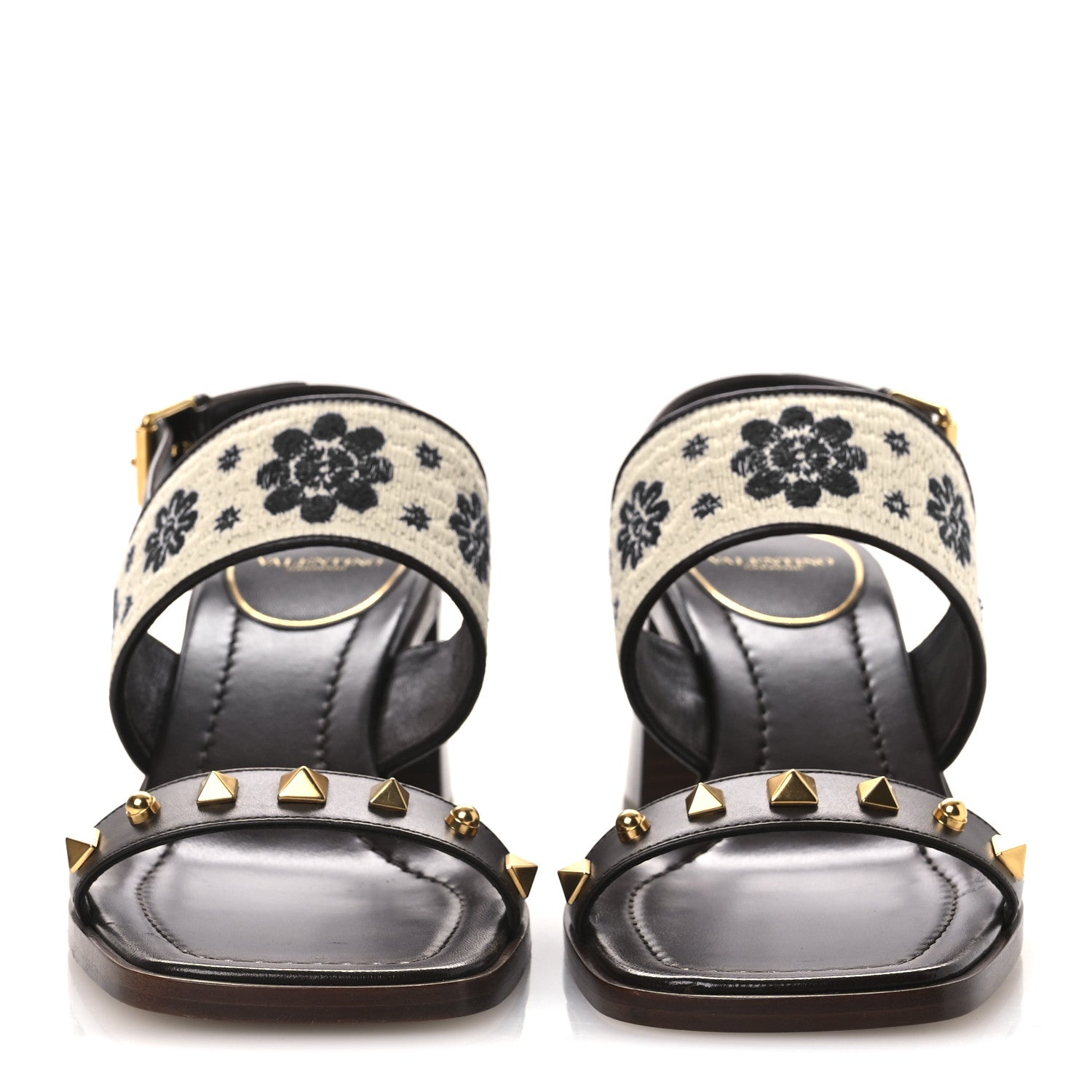 Valentino Garavani Calfskin Rockstud Grape Embroidered 60mm Plaster Caster Sandals 40 Fondant 3 of 12