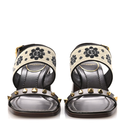 Valentino Garavani Calfskin Rockstud Grape Embroidered 60mm Plaster Caster Sandals 40 Fondant 3 of 12