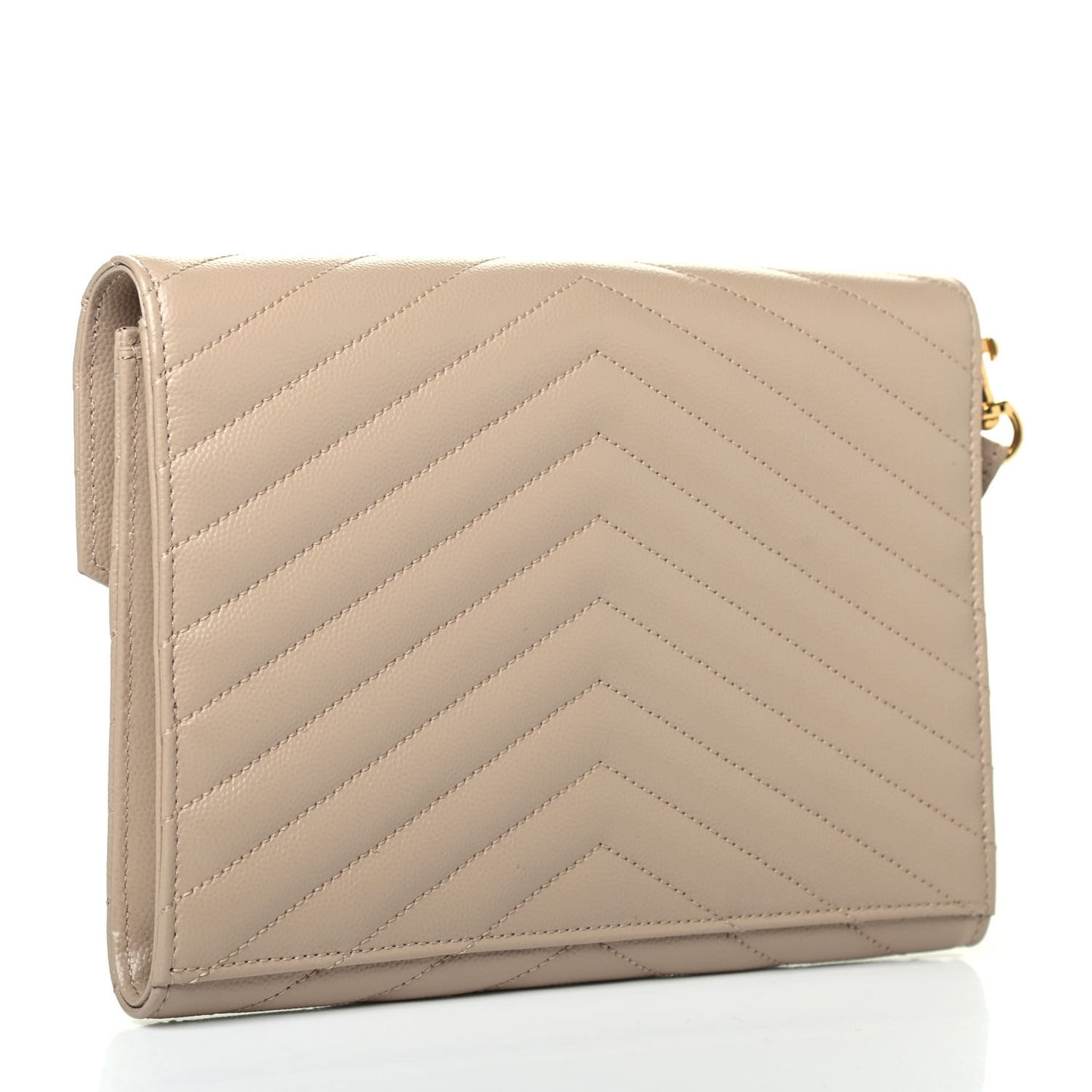 Grain De Poudre Matelasse Chevron Monogram Envelope Clutch Dark Beige