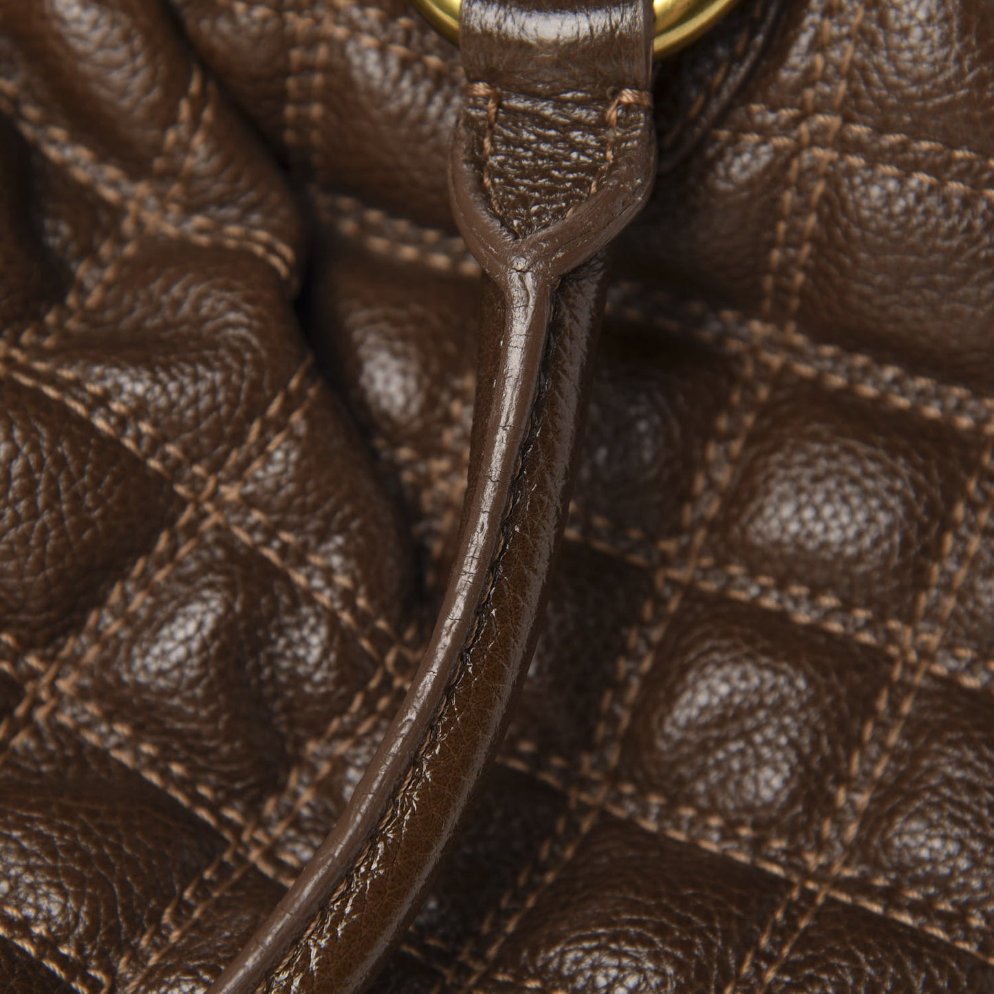 Calfskin Quilted Stam Brown