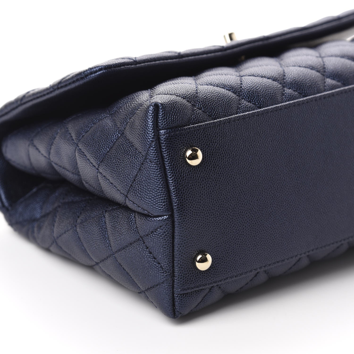 Chanel Iridescent Caviar Quilted Small Coco Handle Flap Dark Blue 6 of 11