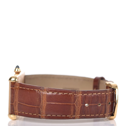 Cartier 18K Yellow Gold Alligator 26mm Tank Louis Quartz Watch Brown 4 of 11