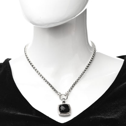 David Yurman Sterling Silver Diamond Black Onyx 16mm Albion Wheat Chain Pendant Necklace 2 of 5