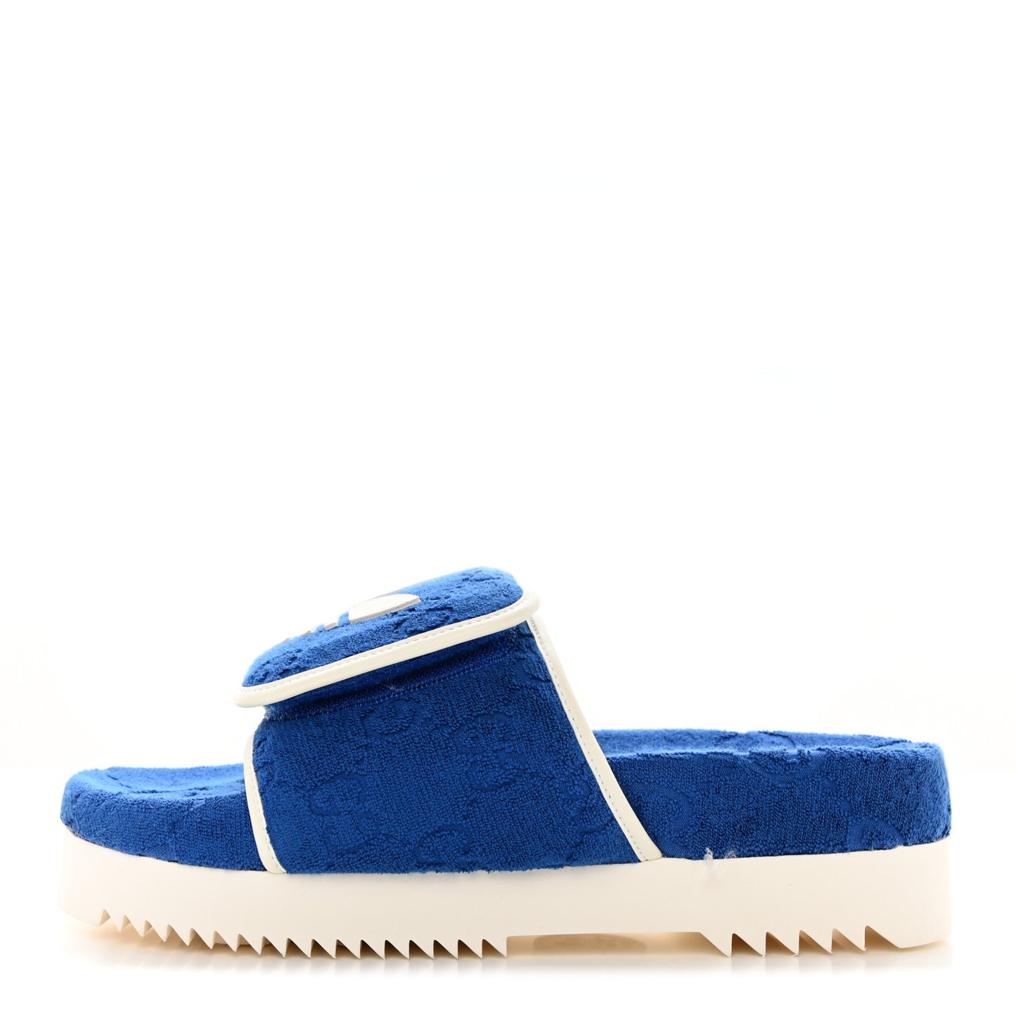 X ADIDAS Terry Cloth GG Monogram Mens Platform Sandals 9 Oriental Blue Mystic White