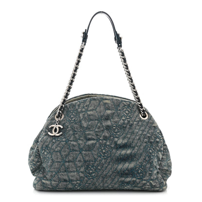 Chanel Denim Camellia Embroidered Medium Just Mademoiselle Blue 1 of 11