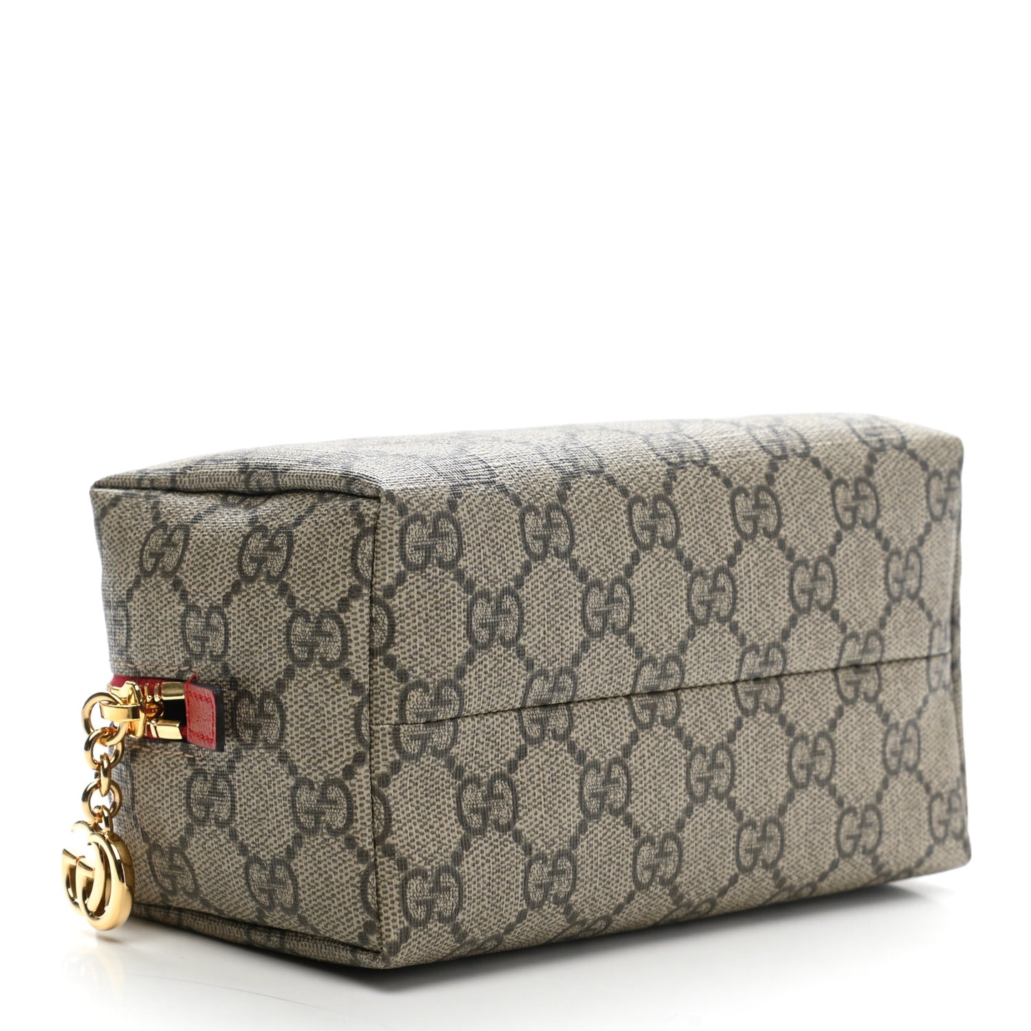 Soft GG Supreme Monogram Calfskin Medium Ophidia Cosmetic Case Beige Ebony Hibiscus Red