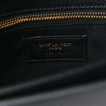 Saint Laurent Textured Calfskin Medium Classic Monogram Universite Bag Black 6 of 12