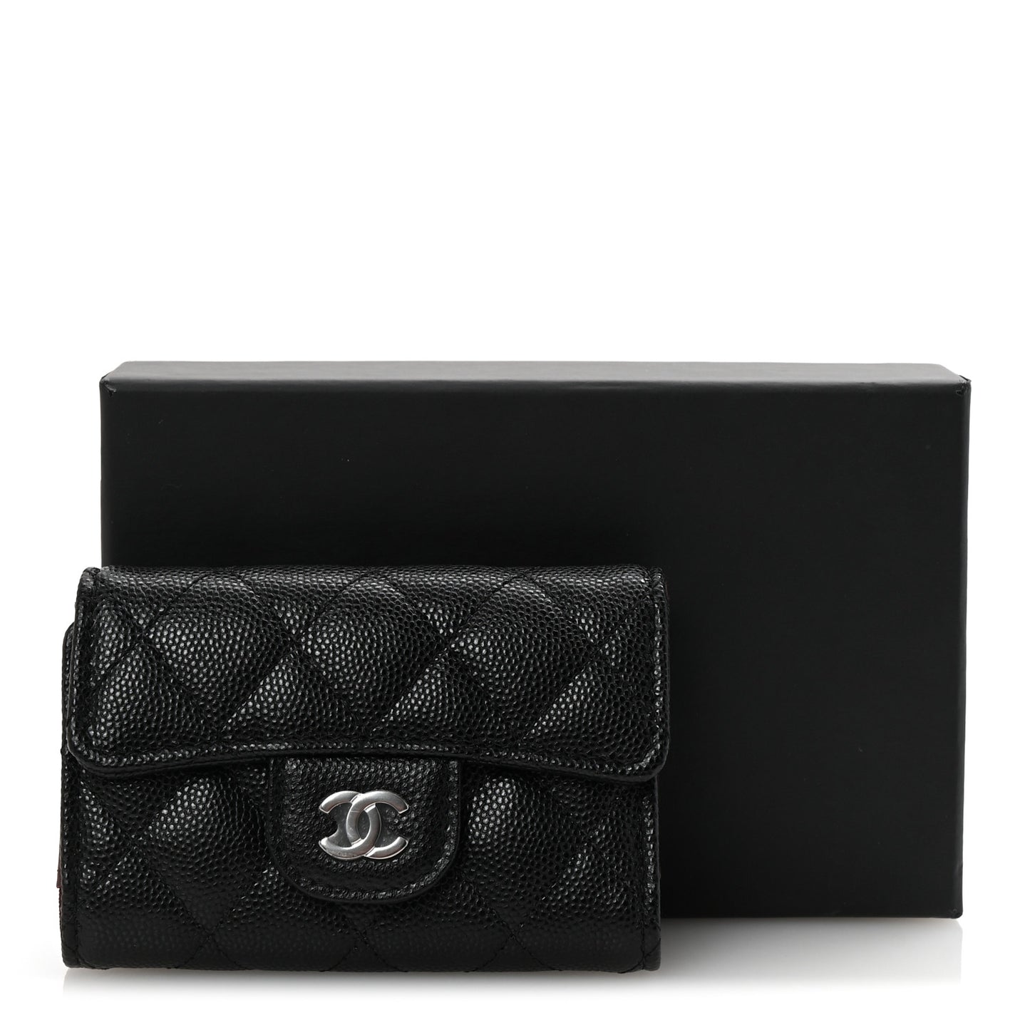 Caviar Quilted Classic 4 Key Holder Wallet Black