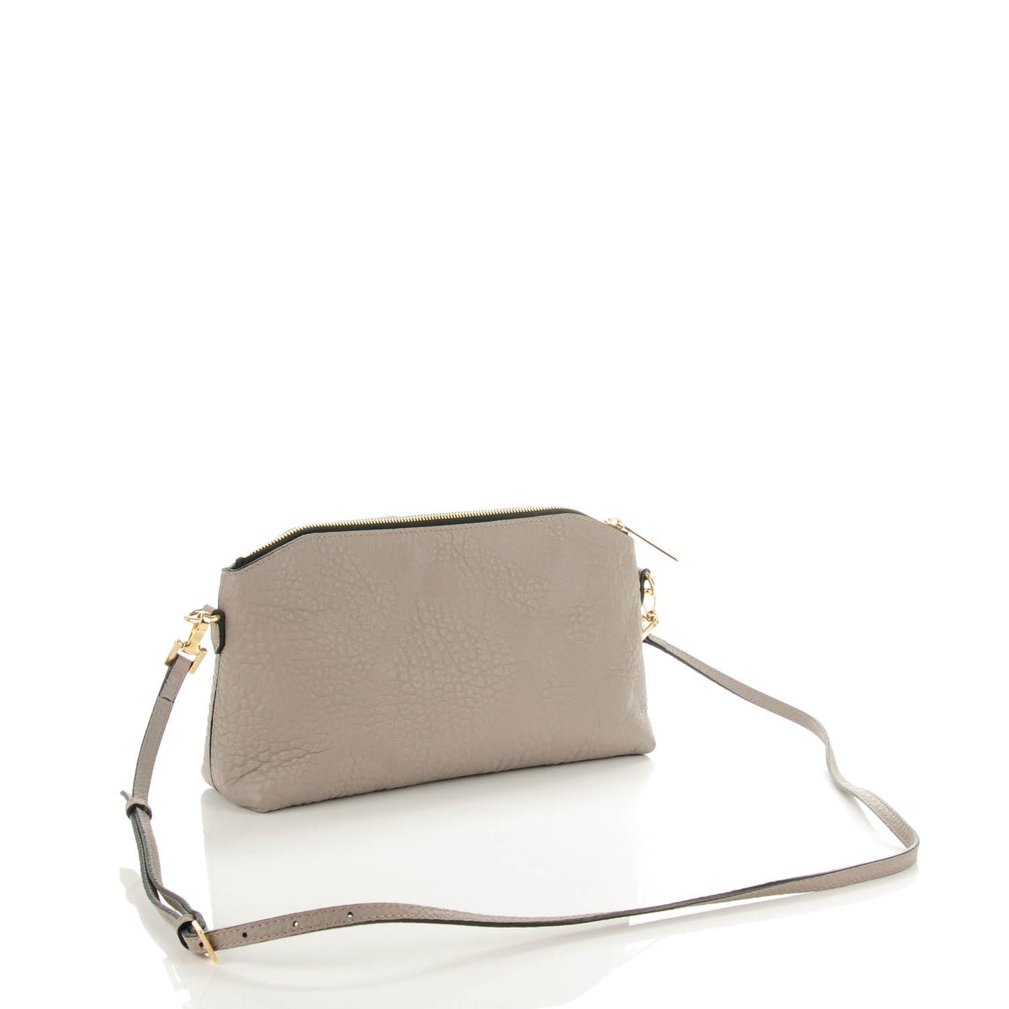 Signature Grain Calfskin Check Embossed Small Chichester Crossbody Clutch Bag Pale Grey