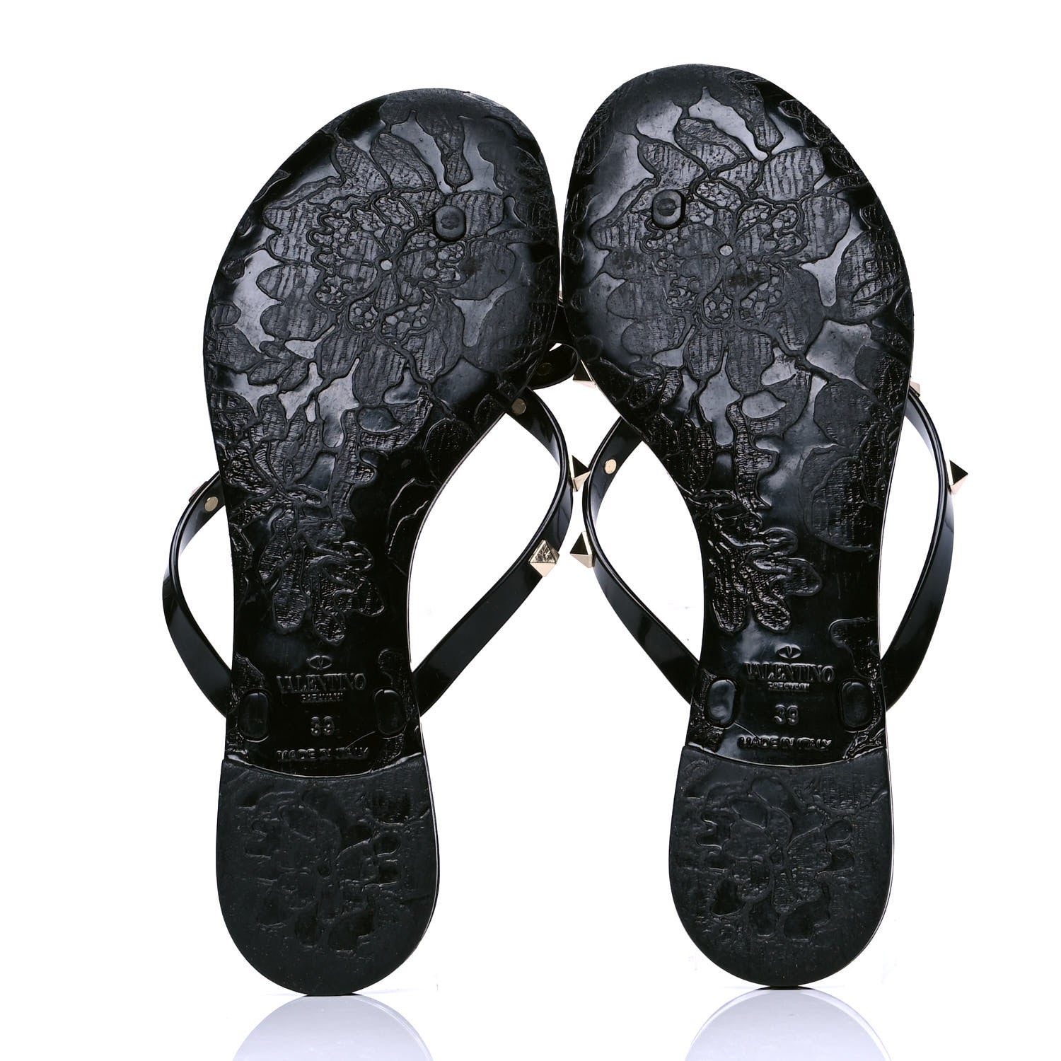 Valentino Garavani PVC Jelly Rockstud Bow Thong Sandals 39 Black 4 of 4