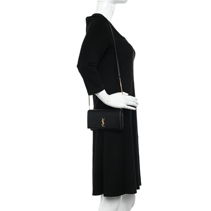 Saint Laurent Smooth Calfskin Monogram Phone Holder Crossbody Black 2 of 10