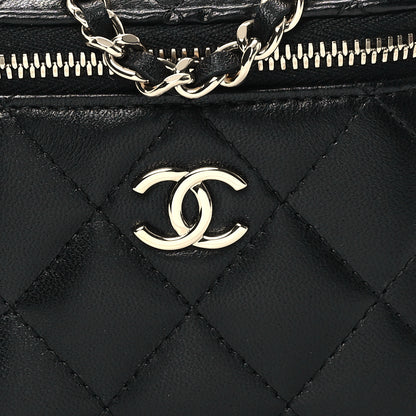 Chanel Lambskin Quilted Top Handle Mini Vanity Case With Chain Black 11 of 12