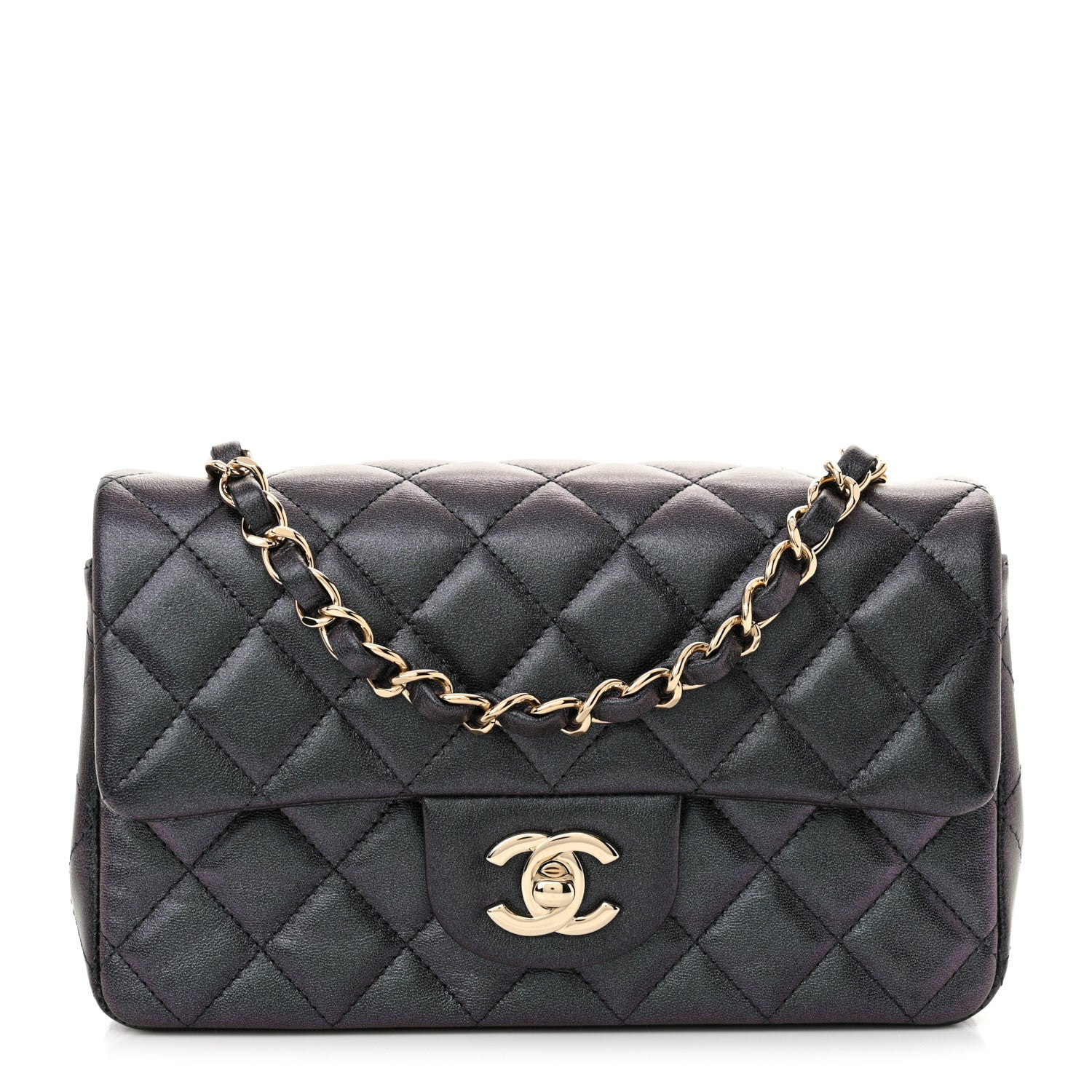 Chanel Iridescent Lambskin Quilted Mini Rectangular Flap Black 1 of 10