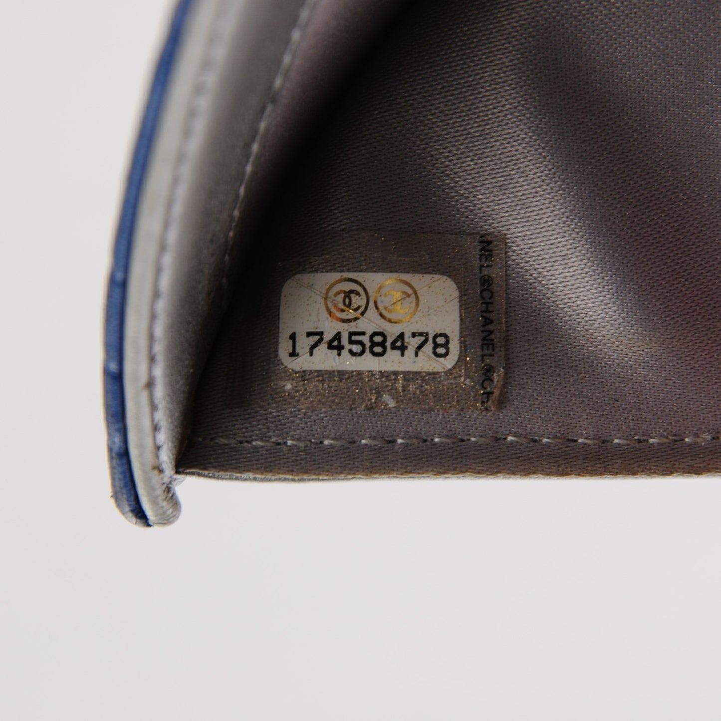 Lambskin Camellia Embossed French Wallet Blue